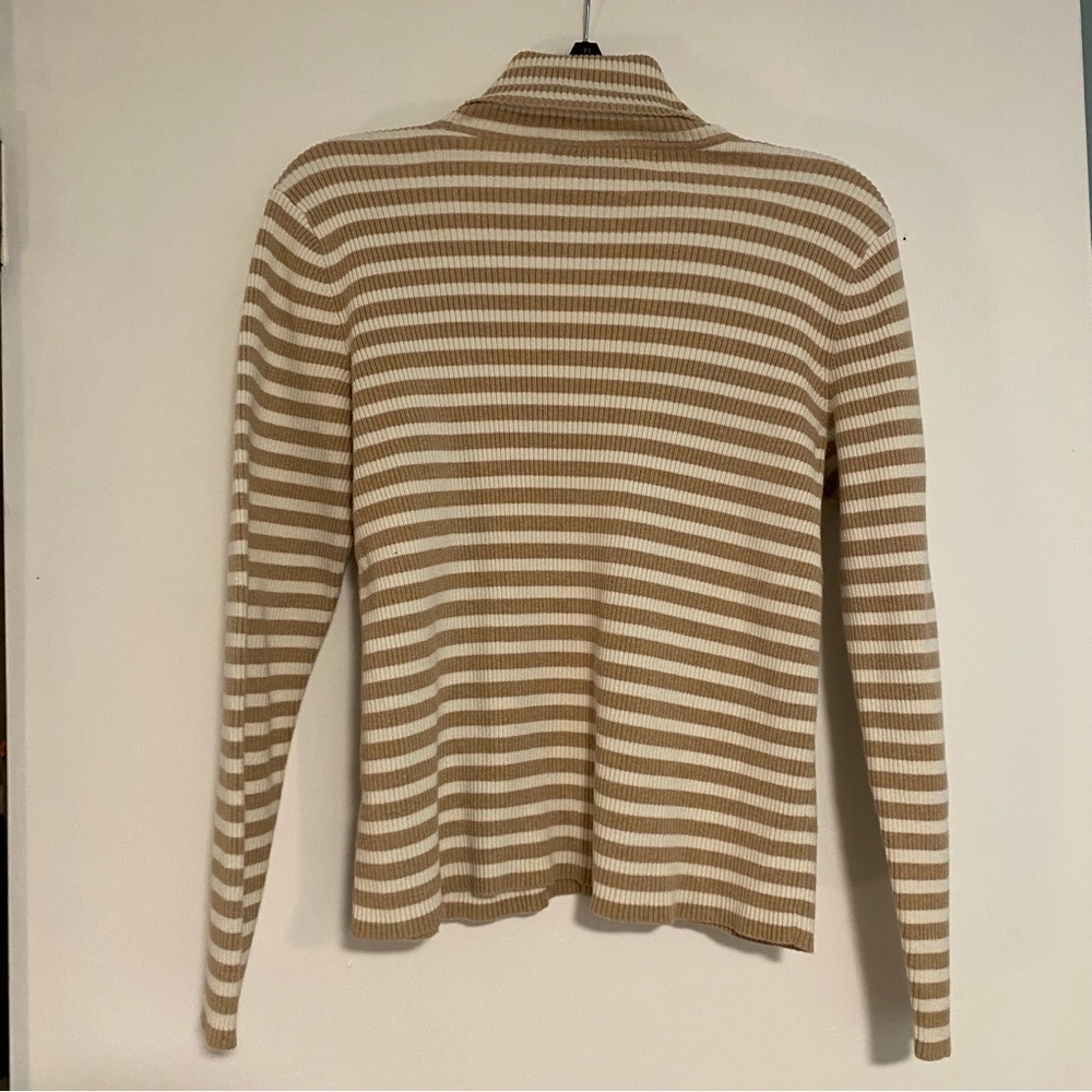 Ralph Lauren Beige/Brown Turtleneck Sweater Top Women's Size L 100% cotton - Picture 5 of 5